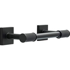 an image of a black towel rack with two handles on each side and one arm in the same direction