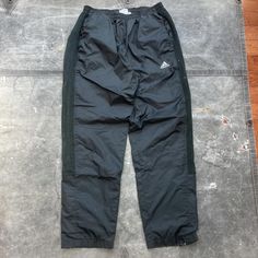 Couple small spots that are real hard to notice and couple tiny pinholes also hard to notice, but there is netting, so you can't see through anyway. Has waist ties and plenty of stretch with measurements pictured. Adidas Casual, Adidas Bottoms, Green Adidas, Adidas Vintage, Adidas Track Pants, Track Pant, Adidas Track, Dark Forest Green, Dark Forest