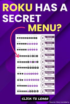 a menu with the text roku has a secret menu? click to learn it