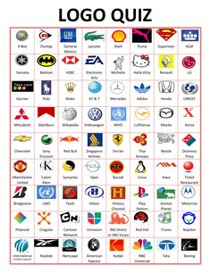 the logo quiz is shown with many different logos on it, including letters and symbols