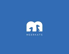 the logo for meerkats is shown on a blue background with white letters