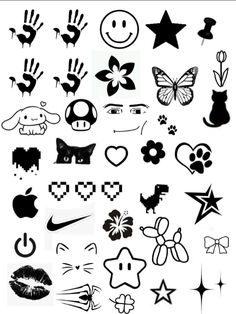 an assortment of black and white tattoos