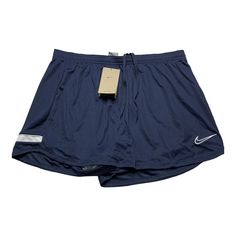 Nike Women's XL Academy Dri-FIT Pro Knit Soccer Shorts Blue NWT. Slightly stretchy fabric moves sweat off your skin, so you can focus on playing your best. These women's Nike Dri-FIT Academy Shorts refuse to let sweat slow you down. Length 13” Soccer Shorts Womens, Nike Blue Shorts, Blue Wishlist, Track Gear, Fav Color, Soccer Shorts, Fashion Inspiration Design, Active Wear Shorts, Nike Shorts