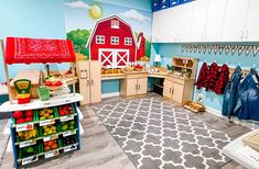 How to Set Up a Preschool Farmer's Market Dramatic Play Area: Step-by-Step Guide Parachute Games, Farm Backdrop, Play To Learn Preschool, In Home Daycare, Play Farm