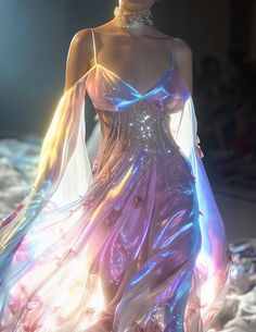 Ethereal Softwear.ai Sirens Fashion, Outfit Reference, Iridescent Dress, Whimsical Dress, Cosplay Inspo, Dream Dresses