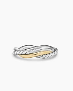 David Yurman | Petite Infinity Band Ring in Sterling Silver with 14K Yellow Gold, 4mm Infinity Band Ring, David Yurman Ring, Infinity Band, Mixed Metal Rings, Twisted Metal, Cable Bracelets, Braided Ring, David Yurman Jewelry, Sterling Silver Engagement Rings