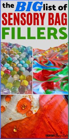 the big list of sensory bag fillers