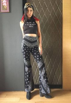 Women's Bandana pants/High Waisted BellBottoms pants/Bohemian /Gypsy/Hippie/Retro/Festival pants Outfit Bandana, Bell Bottoms Pants, High Waisted Bell Bottoms, Bandana Crafts, Retro Festival, Festival Pants, Womens Pants, Bell Bottom Pants, Dress For Success