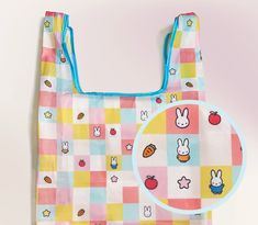 a cute eco checkered rabbit tote bag that can be folded and brought on the go! dimensions: 38 x 35 x 8 cm, handle: 17 cm ☆ cute checkered bunny design! ☆ material: nylon ☆ washable and reusable ☆ foldable and portable (folded dimensions: 12 x 12 cm) ☆ due to the foldable nature, there will be creases in the fabric that will smoothen over time! shop: mondayyellows.com Foldable Bag, Bunny Design, Op Shop, Portable Bag, Bunny Designs, Eco Bag, Reusable Bags, Cute Bags, Bunny Rabbit