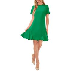 Manufacturer: CeCe Style Type: Shift Dress Collection: CeCe Sleeve Length: Short Sleeves Material: 94% Polyester/6% Spandex Fabric Type: Crepe Specialty: Ruffled Sku: BH5561076 Size: 4.  Color: Green.  Gender: female.  Age Group: adult. Kelly Green Dresses, Women Dresses Casual Summer, Ruffle Neck Dress, Fitted Bodycon Dress, Cord Dress, Women's A Line Dresses, Wrap Dress Short, Mini Sheath Dress, Long Beach Dress