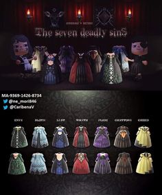 the seven deadly sin's are all dressed up in their costumes for halloween night