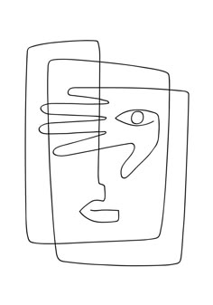 a line drawing of a face with lines coming out of it's mouth and eyes