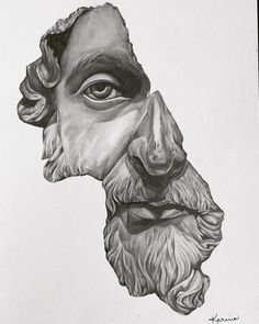 a pencil drawing of an old man's face