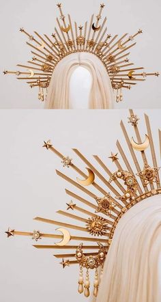 Goddess Crown Diy, Diy Crowns And Tiaras, Diy Head Dress, Ziptie Crown, Carbickova Crowns, Head Dress Diy, Ocean Crown, Headdress Diy, Diy Headpiece