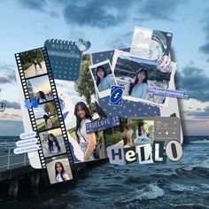 a collage of photos with the words hello written on them and pictures of people