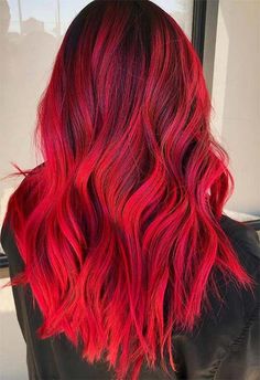 Red Hair Dye Colors, Red Hair Color Shades, Red Hair Dye, Dyed Tips, Hair Dye Tips, Shades Of Red Hair, Dyed Hair Purple, Dyed Red Hair, Bright Red Hair