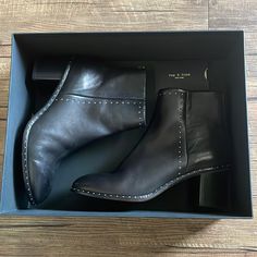 Never Been Worn, Bought A Few Years Ago But They Are Too Small On Me. Size 9.5 Black Ankle Boots With Stud Detail. Bone Shoes, Black Ankle Boots, Shoes Heels Boots, Rag & Bone, Shoes Women Heels, Heeled Boots, Bones, Ankle Boots, Shoes Heels