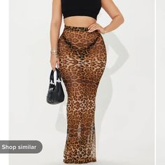 Fashion Nova Sheer High Waisted Skirt - Stretchy And Comfortable! Mesh Maxi Skirt, Print Maxi Skirt, Printed Maxi Skirts, Mesh Skirt, Fashion Nova, High Waisted Skirt, Maxi Skirt, Leopard Print, Womens Skirt