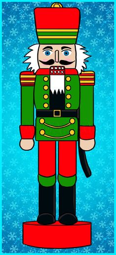 a nutcracker is standing in front of a blue background