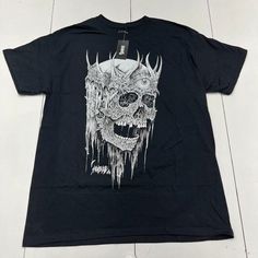 Saw Blade Black Skull Printed Short Sleeve T-Shirt Mens Size Large New Spencers New Condition See All Pics Bs334/23n1kh31 Skull Graphic Tee For Streetwear, Black T-shirt With Skull Print For Fans, Black Skull Print Shirt For Streetwear, Black Shirt With Skull Print For Streetwear, Band Merch Shirt With Skull Print For Streetwear, Band Merch Skull Print Shirt For Streetwear, Black Punk Shirt With Skull Print, Black Band Merch Shirt With Skull Print, Alternative Black Shirt With Skull Print