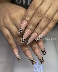 Leopard Print Acrylic Nails, Cheetah Print Nails, Bunny Nails, Retro Nails, Punk Nails, Leopard Print Nails, Ombre Acrylic Nails