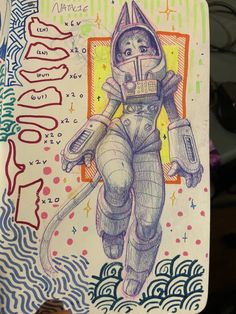 a drawing of an astronaut is shown on a piece of paper