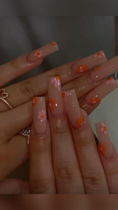 Colorful Nail Aesthetic, French Tip Nail Designs 2023, Mid Length Acrylic Nails Summer, Coffin Bday Nails, Flower Nails With Initial, Vacation Nails Long Square, Vacation Nails Tapered Square, 2023 Square Nail Trends, Nails 2023 Trends With Gems