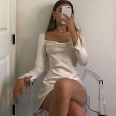 Brand New 6 Dresses Princess Polly, White Satin Dress, Dresses Princess, Princess Polly Dresses, Satin Long Sleeve, Polly Dress, Grad Dresses, Mini Dresses For Women, Satin Mini Dress