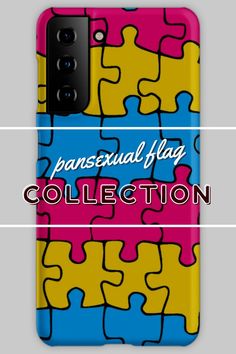 a colorful puzzle phone case with the words, transexual flag collection on it