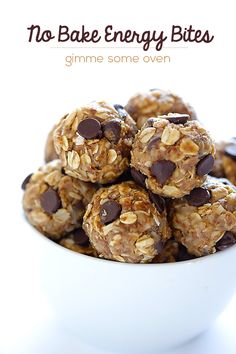 a white bowl filled with chocolate chip energy bites