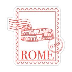 a stamp with the word rome on it and an image of a roman collage