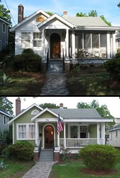 before and after photos of a house in the same area as it appears today, compared to what we are looking at