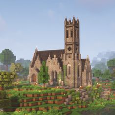 an old church in the middle of a field