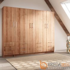 a large wooden cabinet sitting in the middle of a room