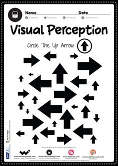 a poster with arrows on it that says visual perception circle the down arrow