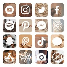 many different types of social icons are shown in this image, including the logo for an app