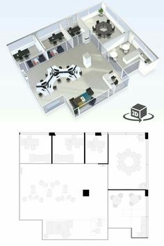 an office floor plan is shown in this image