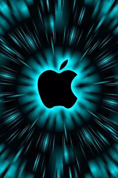 an apple logo in the middle of blue and black swirls on a white background