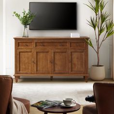 a living room scene with focus on the television