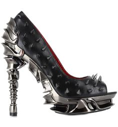 Talon Shoes from Delicious Boutique Punk Spiked Heels For Evening, Edgy Heels With Metal Feet And Pointed Toe, Gothic High Heels With Metal Feet, Hades Footwear, Black Court Shoes, Black High Heel Pumps, Spike Shoes, Trending Womens Shoes, Open Toe Shoes