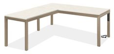 an l shaped desk with two sections on each side