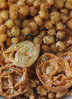 a bowl filled with lots of food and sprinkles