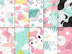 six different patterns in pastel colors