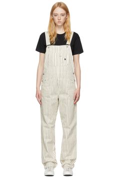 Beige & Black Cotton Overalls by Carhartt Work In Progress on Sale Carhartt Overalls Women Outfit, Carhartt Overalls Women, London Winter Fashion, Carhartt Overalls, Visionary Fashion, Cotton Overalls, Carhartt Work In Progress, Overalls Women, Denim Overalls