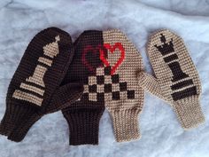 "This listing is one of a kind hand-knitted mittens (light brown with dark brown)! A perfect solution for couples who like going for a walk holding the hand of each other even in the frosty winter. <3 <3 <3 It was made in SMOKE-FREE and PET-FREE room!  Length/width of men's glove - 27/11 cm (11/4 inches) Length/width of women's glove - 25/10 cm (10/4 inches) LOOKING FOR THESE GLOVES IN A DIFFERENT COLOR/PATTERN? I love doing custom orders for my clients! Contact me and let me know what you want Couple Mittens Pattern, Mens Mittens Knitting Pattern, Crochet Gift For Men, Hand Holding Mittens, Granny Square Mittens, Handmade Paper Gifts, Hand Knit Mittens, Glove Pattern, Knit Dress Pattern