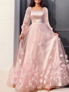 A-Line Prom Dresses Maxi Dress Sweet 16 Floor Length Long Sleeve Scoop Neck Tulle with Appliques Butterfly 2023 2023 - US $139.99 Maxi Dress Wedding Guest, Dress Wedding Guest, A Line Prom Dresses, Sweet 16 Dresses, Maxi Dress Wedding, Sweet Dress, Homecoming Dress, Dress Wedding, Birthday Outfit