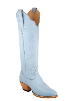 Meet our Bluebonnet Boot! Inspired by the breathtaking fields of bluebonnets that surround our homes in Bellville, Texas, and in our neighboring towns of Chapel Hill and Brenham, Texas, where people drive from all over the state for photos, these boots capture the essence of Texas beauty in every stitch. Features: Tall boot with 17” shaft upper featuring Heirloom Field's signature double scallop top and elongated pulls 2” stacked leather heel ideal for fashion & function Beloved almond toe shape Suede Hat, Sweater Maxi Dress, Functional Fashion, Chapel Hill, Blue Bonnets, Kids Pants, Maternity Shops, Goodyear Welt, Comfy Fashion