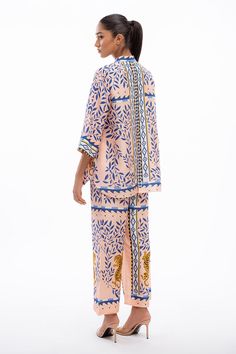 Fatin Luxury Pink Printed Sets, Luxury Cotton Patterned Sets, Luxury Fitted Printed Sets, Luxury Spring Sets With Printed Motifs, Luxury Fitted Sets With Ikat Print, Luxury Designer Festive Sets, Traditional Luxury Sets With Vibrant Print, Luxury Fitted Set With Ikat Print, Luxury Multicolor Cotton Sets