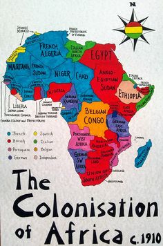 a map of africa with the names of countries