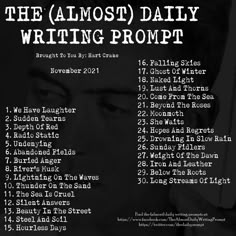 the almost daily writing project poster with information for authors and their names in white on black